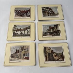 Set of 6 Pimpernel The Swan Inns Pubs Cork Backed Placemats Cottagecore England